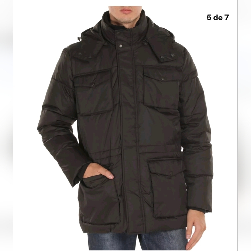 COLE HAAN SIGNATURE MEN'S Medium BLACK PUFFER JACKET COAT WITH REMOVABLE HOOD